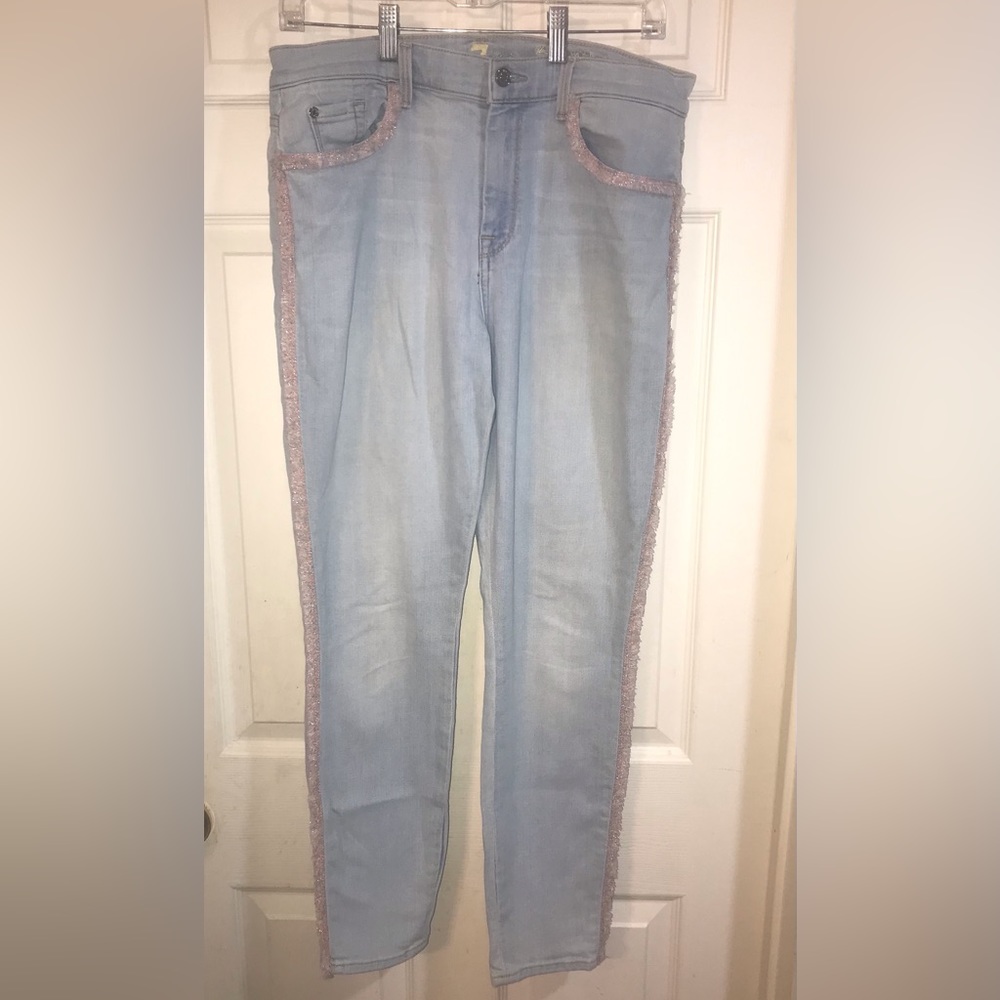 7 For All Mankind Fringed Skinny Jeans Size 31